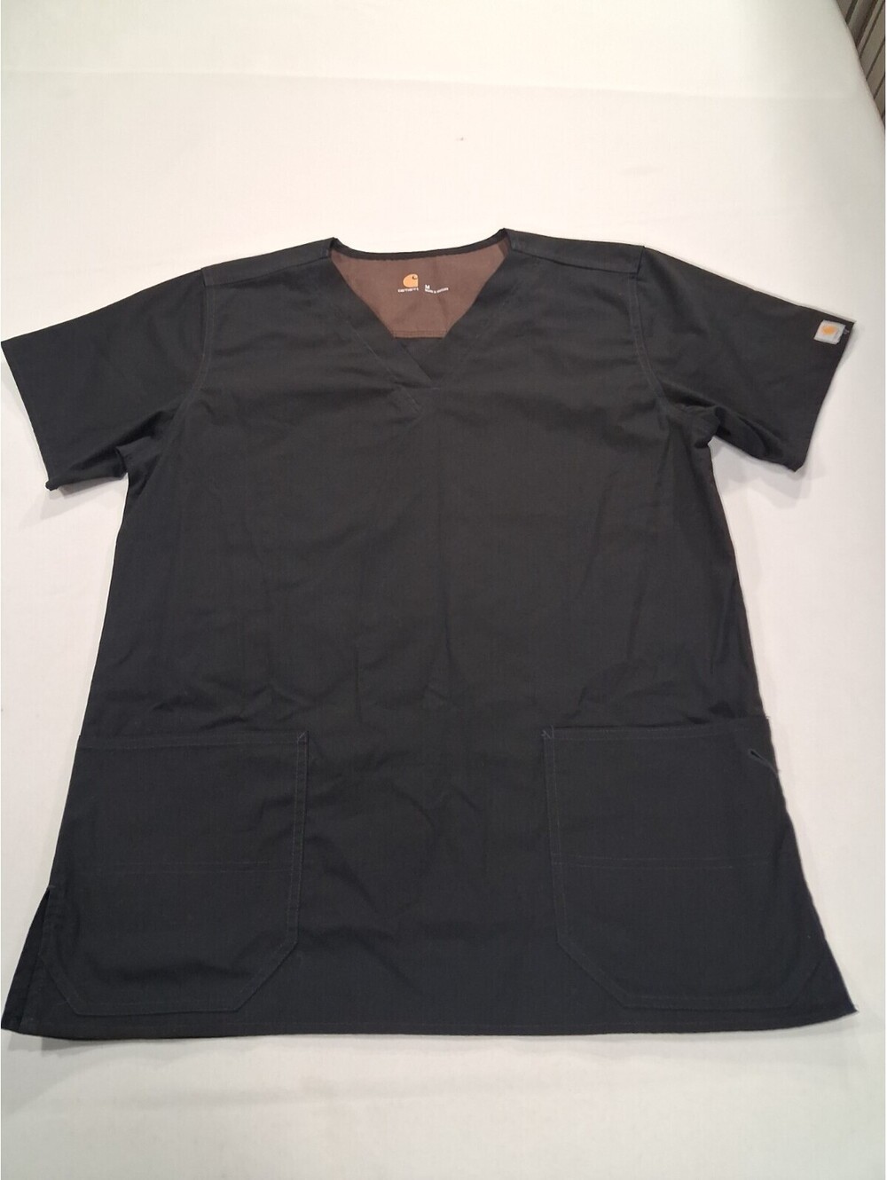 Carhartt C10101 Men's Black V-Neck Short Sleeve Medical Scrub Top Size Medium